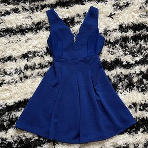 Forever 21 Royal Blue Short Sleeves Flare Dress Size M